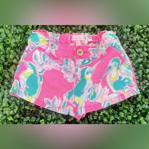 Lily Pulitzer Girls sz 6 Neon Hot Pink Mini Callahan Toucan Shorts Bird Kids